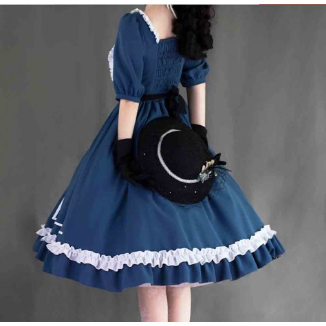 L101 Custom Made to order polyester High Waist Big Swing Lolita Princess Dress Regular Size XS S M L XL & Plus size 1x-10x (SZ16-52)