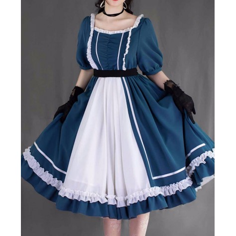 L101 Custom Made to order polyester High Waist Big Swing Lolita Princess Dress Regular Size XS S M L XL & Plus size 1x-10x (SZ16-52)