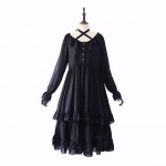 L103 Custom Made to order Chiffon Lolita Ruffle Collar Tiered Hem Prom Dress Regular Size XS S M L XL & Plus size 1x-10x (SZ16-52)