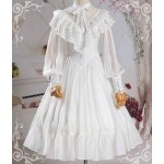 L104 Custom Made to order Polyester&Lace Ruffled Mock-Neck Princess Big Swing Dress Regular Size XS S M L XL & Plus size 1x-10x (SZ16-52)