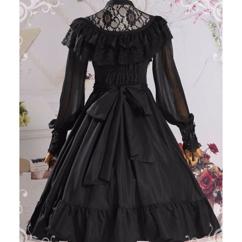 L104 Custom Made to order Polyester&Lace Ruffled Mock-Neck Princess Big Swing Dress Regular Size XS S M L XL & Plus size 1x-10x (SZ16-52)