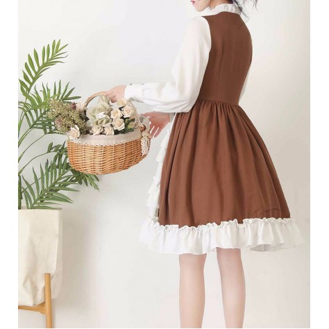 L109 Custom Made to order Thick Chiffon Bowknot Tiered Ruffle A-Line Lolita Dress Regular Size XS S M L XL & Plus size 1x-10x (SZ16-52)