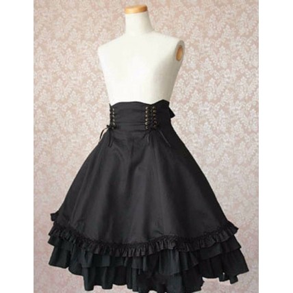 L114 Custom Made to order Spandex cotton Poplin Lolita High Waist Full Skirt Regular Size XS S M L XL & Plus size 1x-10x (SZ16-52)