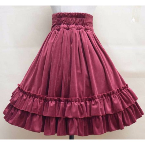 L115 Custom Made to order Velvet Pleated Ruffle Midi Swing Party Skirt Regular Size XS S M L XL & Plus size 1x-10x (SZ16-52)