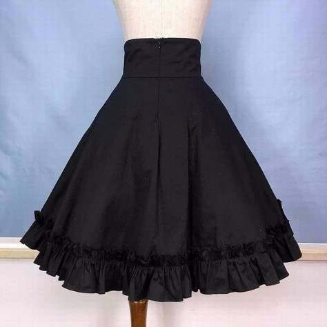 L117 Custom Made to order Spandex cotton Poplin Lolita Flared Swing Ruffle High Waist Skirt Regular Size XS S M L XL & Plus size 1x-10x (SZ16-52)