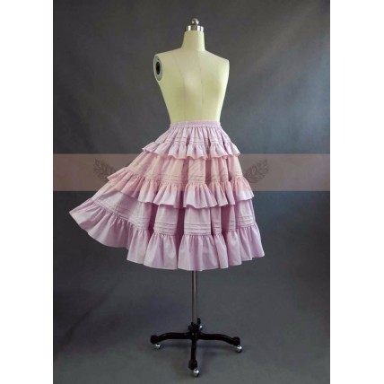 L125 Custom Made to order Spandex cotton Poplin Tiered Ruffle Flared Swing Elastic Skirt Regular Size XS S M L XL & Plus size 1x-10x (SZ16-52)