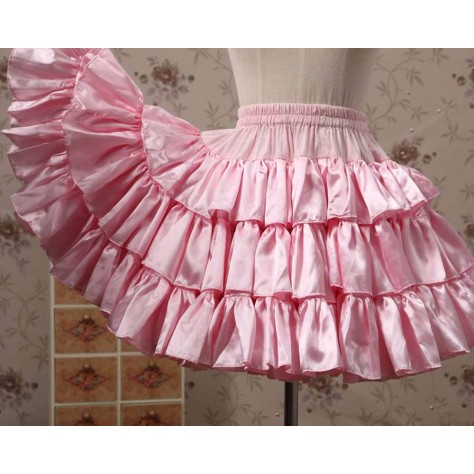 L127 Custom Made to order Satin Tiered Ruffle Elastic Waist Mini Skirt Regular Size XS S M L XL & Plus size 1x-10x (SZ16-52)