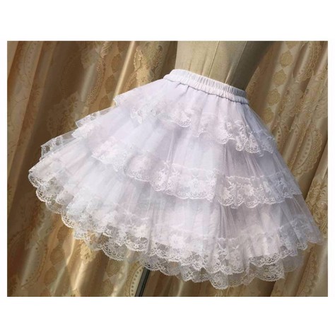 L133 Custom Made to order Lace/Tulle Lolita Ruffle Flared party Mini Puffy Skirt Regular Size XS S M L XL & Plus size 1x-10x (SZ16-52)