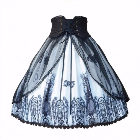 L134 Custom Made to order polyester Retro Church Printed Lolita Gothic Skirts Regular Size XS S M L XL & Plus size 1x-10x (SZ16-52)