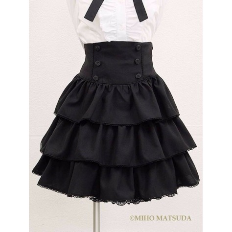 L135 Custom Made to order Spandex cotton Poplin Lolita Ruffle High Waist Flared Puffy Skirt Regular Size XS S M L XL & Plus size 1x-10x (SZ16-52)