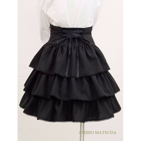 L135 Custom Made to order Spandex cotton Poplin Lolita Ruffle High Waist Flared Puffy Skirt Regular Size XS S M L XL & Plus size 1x-10x (SZ16-52)