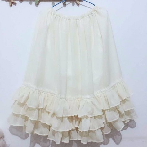 L136 Custom Made to order Chiffon Lolita A-Line Chiffon Tiered Ruffle Skirts Regular Size XS S M L XL & Plus size 1x-10x (SZ16-52)