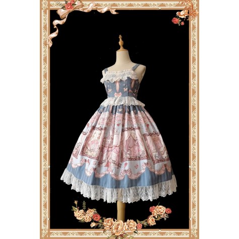 L14 Custom Made to order Polyester Vintage Lolita Printed Gown Prom Tank Dress Regular Size XS S M L XL & Plus size 1x-10x (SZ16-52)