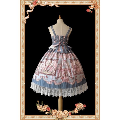 L14 Custom Made to order Polyester Vintage Lolita Printed Gown Prom Tank Dress Regular Size XS S M L XL & Plus size 1x-10x (SZ16-52)