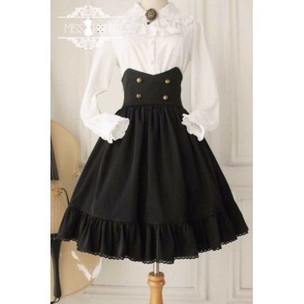 L141 Custom Made to order Cotton blend Lolita Retro High Waist A-Line Ruffle Skirt Regular Size XS S M L XL & Plus size 1x-10x (SZ16-52)