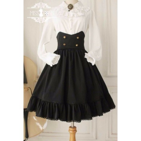 L141 Custom Made to order Cotton blend Lolita Retro High Waist A-Line Ruffle Skirt Regular Size XS S M L XL & Plus size 1x-10x (SZ16-52)