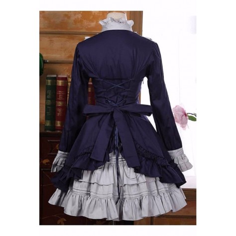 L145 Custom Made to order Spandex cotton Poplin Vintage Lrregular Hem Classic Lolita Dress Regular Size XS S M L XL & Plus size 1x-10x (SZ16-52)