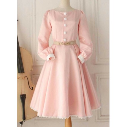 L146 Custom Made to order Satin Vintage Hepburn Elegant Lolita Party Dress Regular Size XS S M L XL & Plus size 1x-10x (SZ16-52)