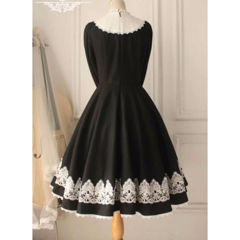 L148 Custom Made to order Thick Chiffon&Lace Long Sleeves Classic Lolita Casual Dress New Regular Size XS S M L XL & Plus size 1x-10x (SZ16-52)