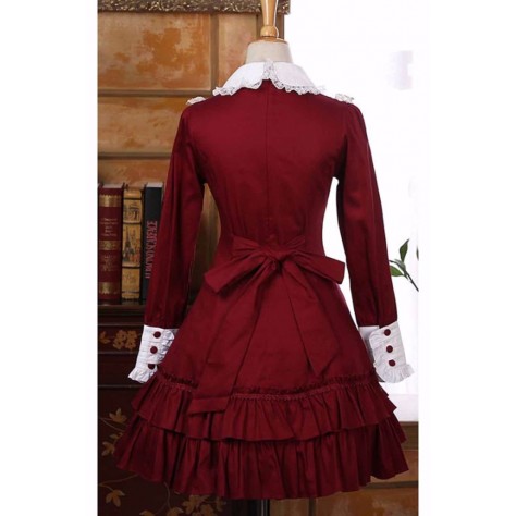 L150 Custom Made to order Spandex cotton Poplin Tiered Ruffle Bowknot Classic Lolita Dress Regular Size XS S M L XL & Plus size 1x-10x (SZ16-52)