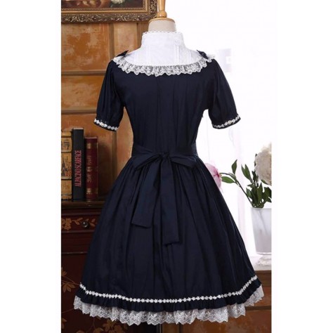 L151 Custom Made to order Spandex cotton Poplin Sweet Palace Bowknot Classic Lolita Dress Regular Size XS S M L XL & Plus size 1x-10x (SZ16-52)