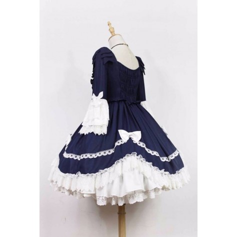 L155 Custom Made to order Spandex cotton Poplin Sweet Lolita A Line Ruffle Prom Party Dress Regular Size XS S M L XL & Plus size 1x-10x (SZ16-52)