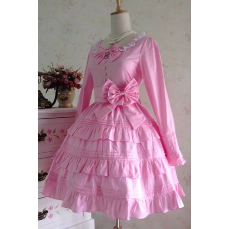 L156 Custom Made to order Spandex cotton Poplin Retro Long Sleeve Gothic Lolita A Line Dress  Regular Size XS S M L XL & Plus size 1x-10x (SZ16-52)