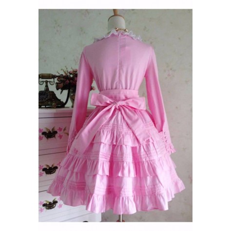 L156 Custom Made to order Spandex cotton Poplin Retro Long Sleeve Gothic Lolita A Line Dress  Regular Size XS S M L XL & Plus size 1x-10x (SZ16-52)