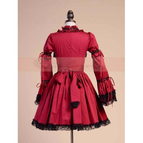 L162 Custom Made to order Spandex cotton Poplin Long Sleeve A Line Lolita Ruffle Prom Dress Regular Size XS S M L XL & Plus size 1x-10x (SZ16-52)