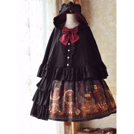 L165 Custom Made to order Cotton Blend/ jersey Lolita Princess Bow Hoodie Jacket Cape Coat Regular Size XS S M L XL & Plus size 1x-10x (SZ16-52)