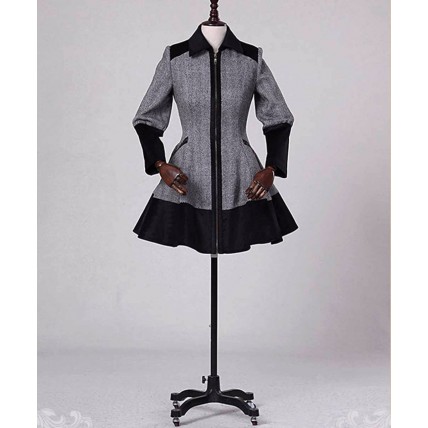 L167 Custom Made to order Wool Blend Lolita Jacket Fit & Flare Coat Regular Size XS S M L XL & Plus size 1x-10x (SZ16-52)