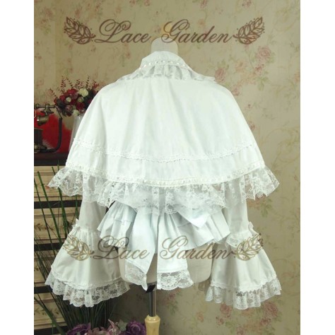 L17 Custom Made to order Lace&Poplin 2PC Lolita Gothic Top Cape & Blouse Shirt Regular Size XS S M L XL & Plus size 1x-10x (SZ16-52)