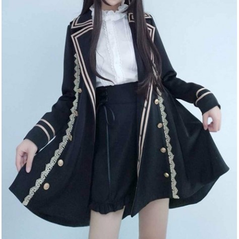 L171 Custom Made to order Spandex cotton Military Lolita Double-Breasted Uniform Coat Regular Size XS S M L XL & Plus size 1x-10x (SZ16-52)