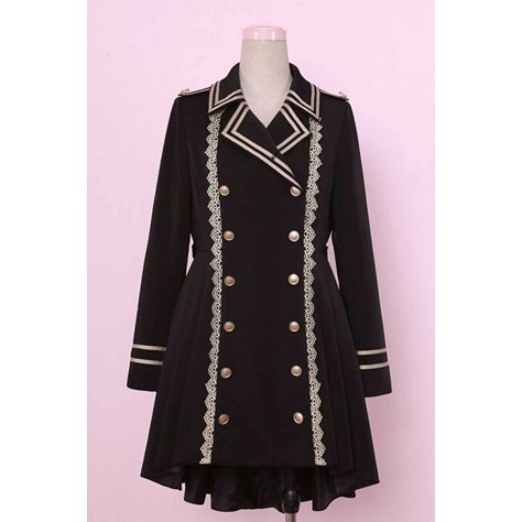 L171 Custom Made to order Spandex cotton Military Lolita Double-Breasted Uniform Coat Regular Size XS S M L XL & Plus size 1x-10x (SZ16-52)