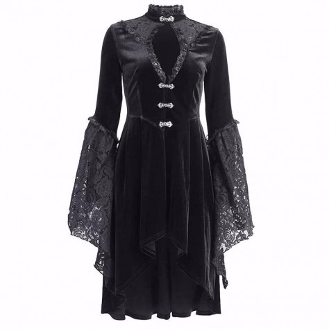 L173 Custom Made to order Velvet Gothic Fashion Jacket Velvet Steampunk Coat Regular Size XS S M L XL & Plus size 1x-10x (SZ16-52)