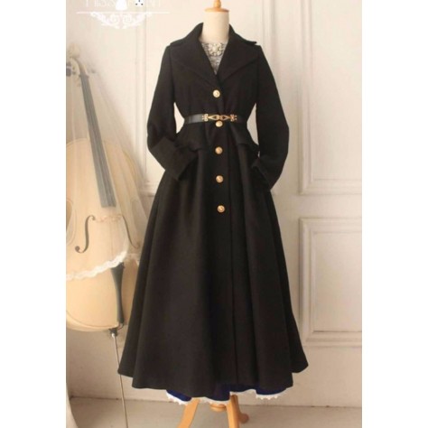 L176 Custom Made to order Wool blend Vintage Duchess Elegant Classic Lolita Coat Regular Size XS S M L XL & Plus size 1x-10x (SZ16-52)