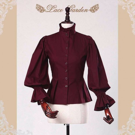 L21 Custom Made to order Poplin Balloon Sleeve Lolita Blouse Shirt Regular Size XS S M L XL & Plus size 1x-10x (SZ16-52)