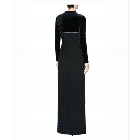 L219 Custom Made to order Velvet Patchwork Asymmetric Party Maxi Dress Regular Size XS S M L XL & Plus size 1x-10x (SZ16-52)