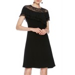 L229 Custom Made to order Polyester Sheer Lace Patchwork Ruffle Cocktail Dress Regular Size XS S M L XL & Plus size 1x-10x (SZ16-52)