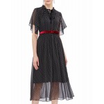 L230 Custom Made to order Chiffon Keyhole Neck Polka Dot Chiffon Party Dress Regular Size XS S M L XL & Plus size 1x-10x (SZ16-52)