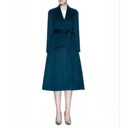 L241 Custom Made to order Wool Blend Belted Fitted Overcoat Long Coat Regular Size XS S M L XL & Plus size 1x-10x (SZ16-52)