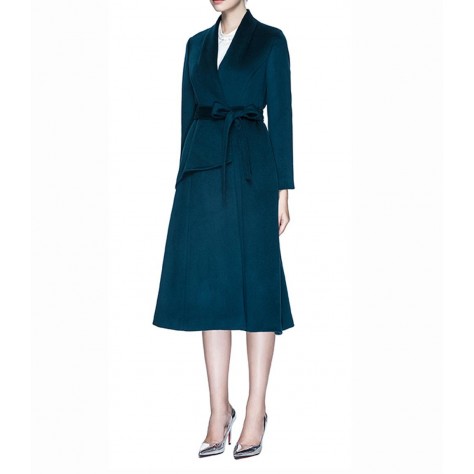 L241 Custom Made to order Wool Blend Belted Fitted Overcoat Long Coat Regular Size XS S M L XL & Plus size 1x-10x (SZ16-52)