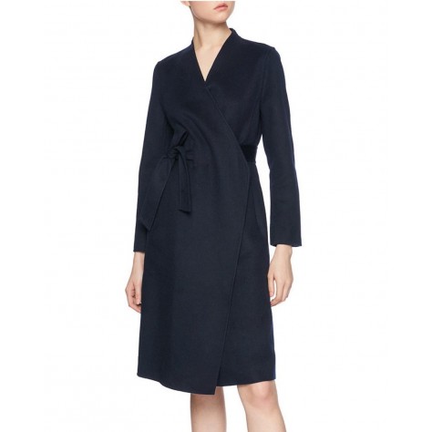 L249 Custom Made to order Wool Blend  V-Neck Belted Slim Irregular Overcoat Coat Regular Size XS S M L XL & Plus size 1x-10x (SZ16-52)