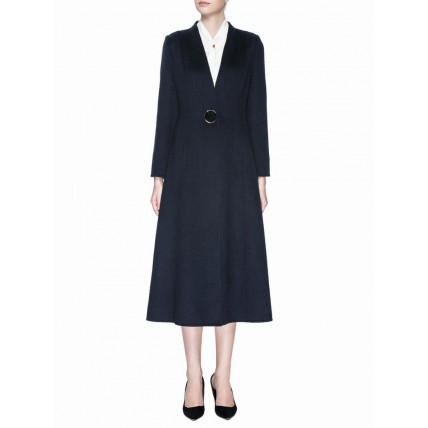 L256 Custom Made to order Wool Blend V-Neck Slim Elegant Business Long Overcoat Coat Regular Size XS S M L XL & Plus size 1x-10x (SZ16-52)