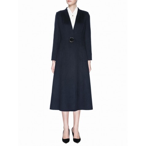 L256 Custom Made to order Wool Blend V-Neck Slim Elegant Business Long Overcoat Coat Regular Size XS S M L XL & Plus size 1x-10x (SZ16-52)