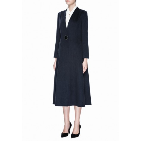 L256 Custom Made to order Wool Blend V-Neck Slim Elegant Business Long Overcoat Coat Regular Size XS S M L XL & Plus size 1x-10x (SZ16-52)