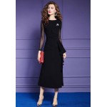 L265 Custom Made to order Cotton Blend Spandex Ruffle Tulle Sleeve Patchwork Evening Dress Regular Size XS S M L XL & Plus size 1x-10x (SZ16-52)