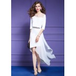 L267 Custom Made to order Chiffon Asymmetric Hi-Low Hem Party/Cocktail Dress Regular Size XS S M L XL & Plus size 1x-10x (SZ16-52)