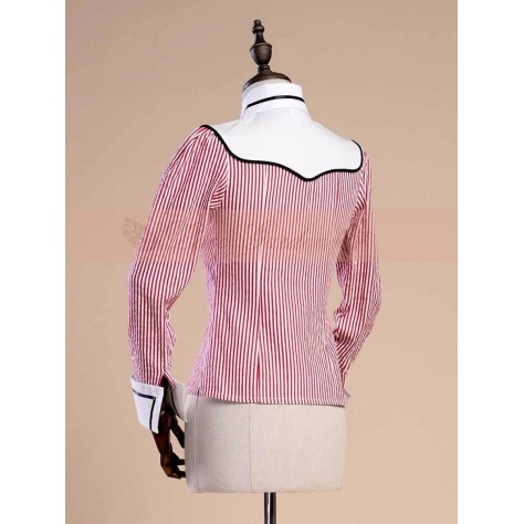 L27 Spandex cotton Poplin Striped Lolita Gothic Blouse Shirt Regular Size XS S M L XL & Plus size 1x-10x (SZ16-52)