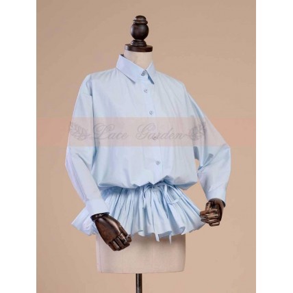 L28 Spandex cotton Poplin Peplum Lolita Gothic Blouse Shirt Regular Size XS S M L XL & Plus size 1x-10x (SZ16-52)